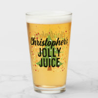 Jolly Juice Funny Custom Name Christmas Beer Glass