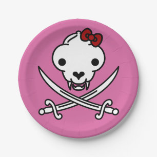 Jolly Kitty Pirate Skull and Bones Paper Plate