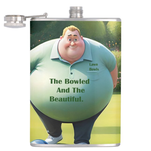Jolly Lawn Bowler Man, Hip Flask (Opened)