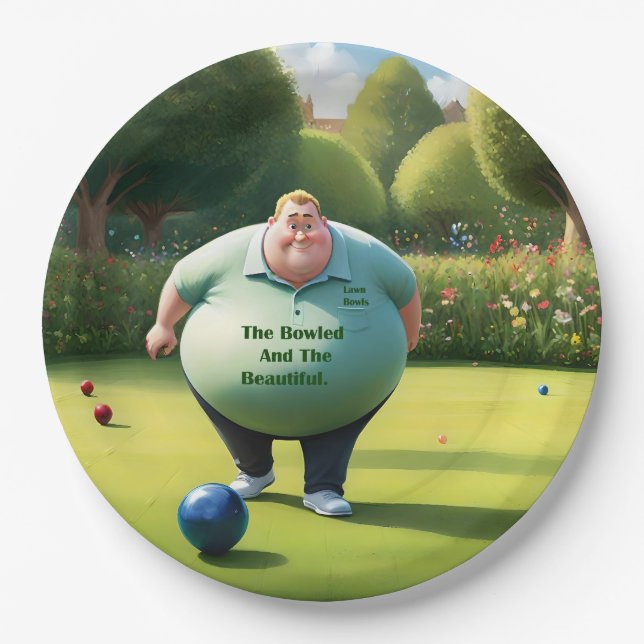 Jolly Lawn Bowler Man, Paper Plate (Front)