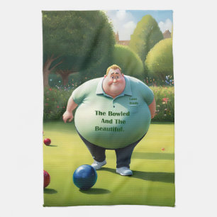 Jolly Lawn Bowler Man, Tea Towel