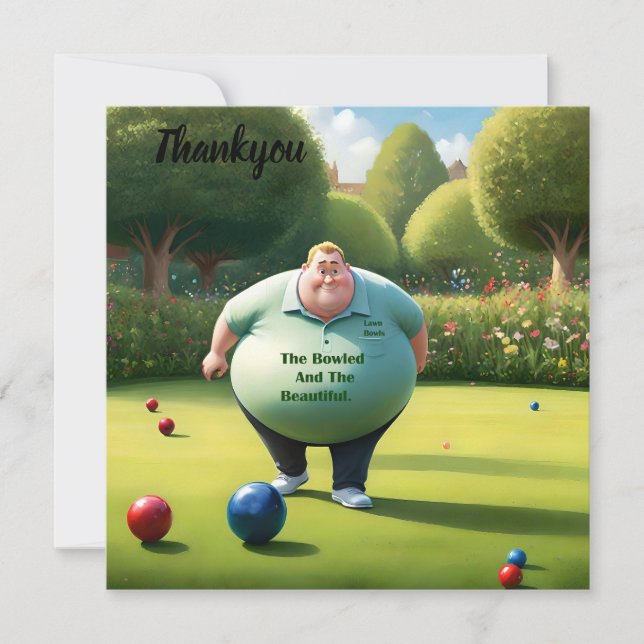 Jolly Lawn Bowler Man, Thank You Card (Front)