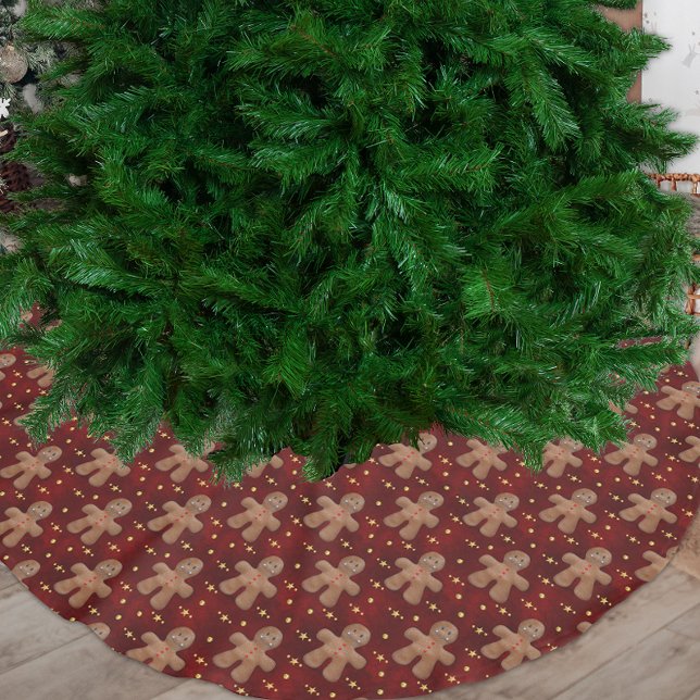 Jolly Little Gingerbread Men Christmas Brushed Polyester Tree Skirt (Creator Uploaded)