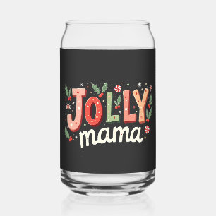 Jolly Mama Christmas Mother Gift Can Glass