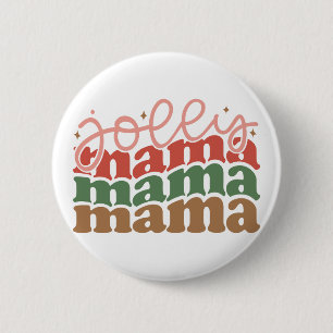 Jolly Mama Retro Groovy Christmas Holidays 6 Cm Round Badge