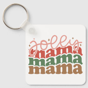 Jolly Mama Retro Groovy Christmas Holidays Key Ring