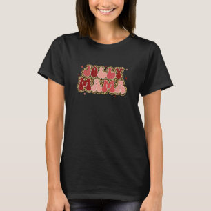 Jolly Mama Retro Style Christmas Xmas Vibes Leopar T-Shirt