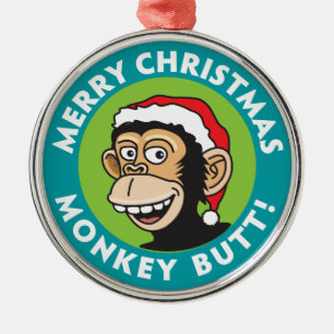 Jolly Monkey Butt Metal Ornament