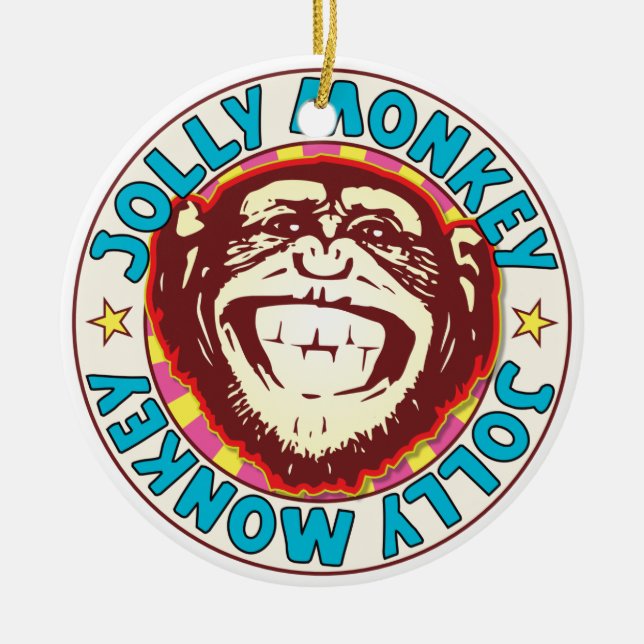 Jolly Monkey Ceramic Tree Decoration (Front)
