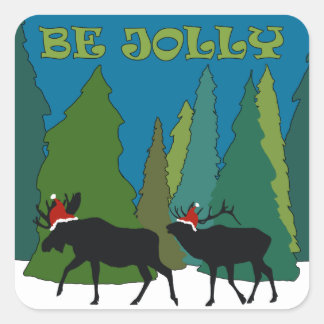 Jolly Moose and Elk Square Sticker