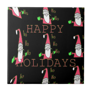 Jolly Mouse Santa: A Fun Holiday Illustration. Ceramic Tile