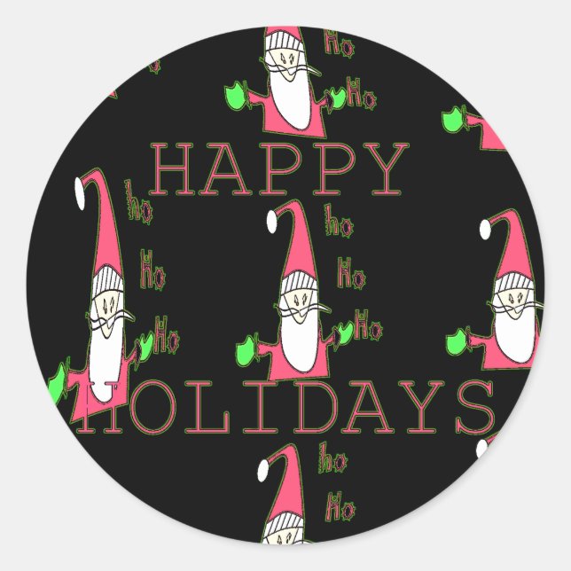 Jolly Mouse Santa: A Fun Holiday Illustration. Classic Round Sticker (Front)