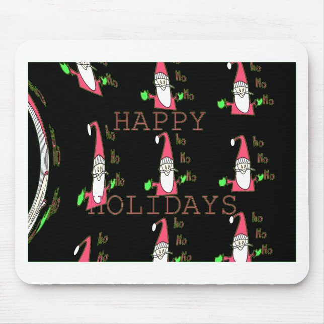 Jolly Mouse Santa: A Fun Holiday Illustration. Mouse Pad (Front)