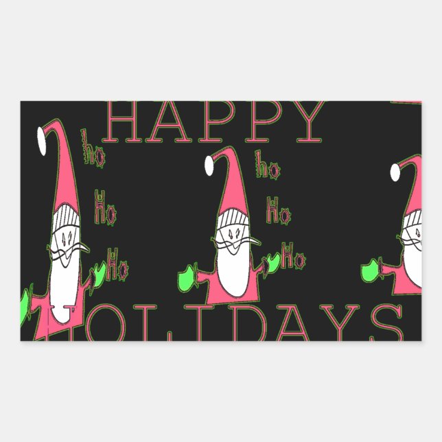 Jolly Mouse Santa: A Fun Holiday Illustration. Rectangular Sticker (Front)
