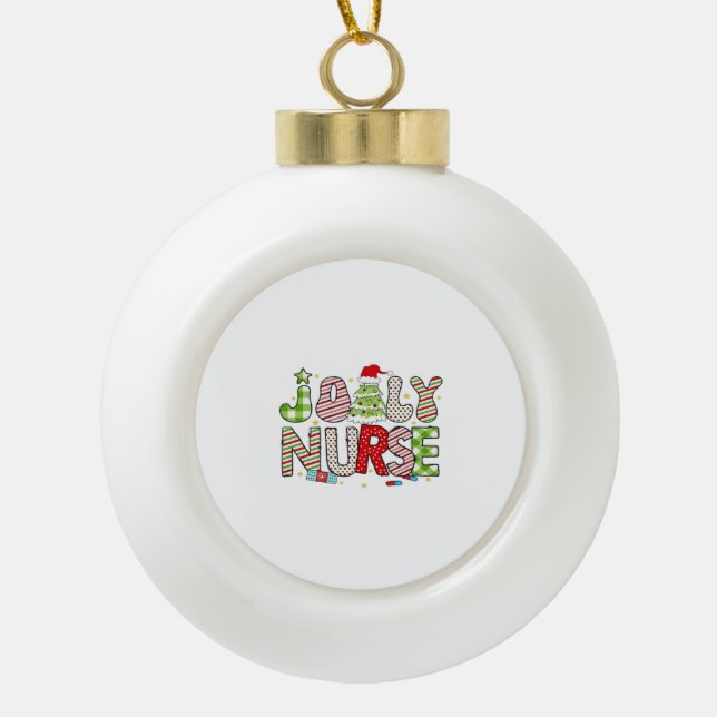 Jolly Nurse, Halloween Classic T-Shirt Ceramic Ball Christmas Ornament (Front)