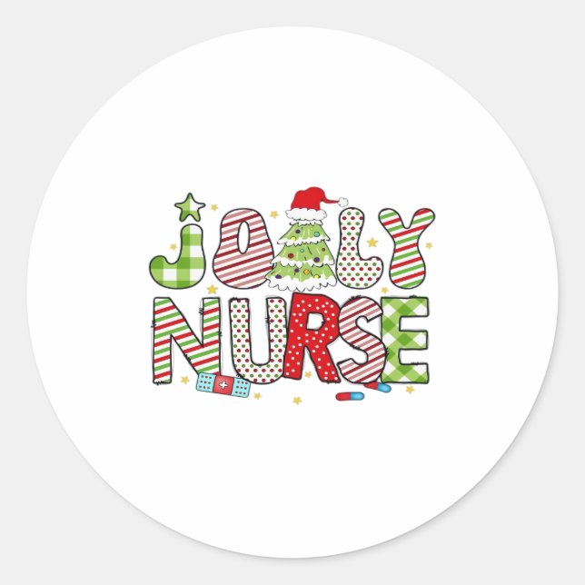 Jolly Nurse, Halloween Classic T-Shirt Classic Round Sticker (Front)