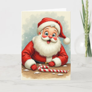 Jolly Old Man With Candy Cane Christmas Card