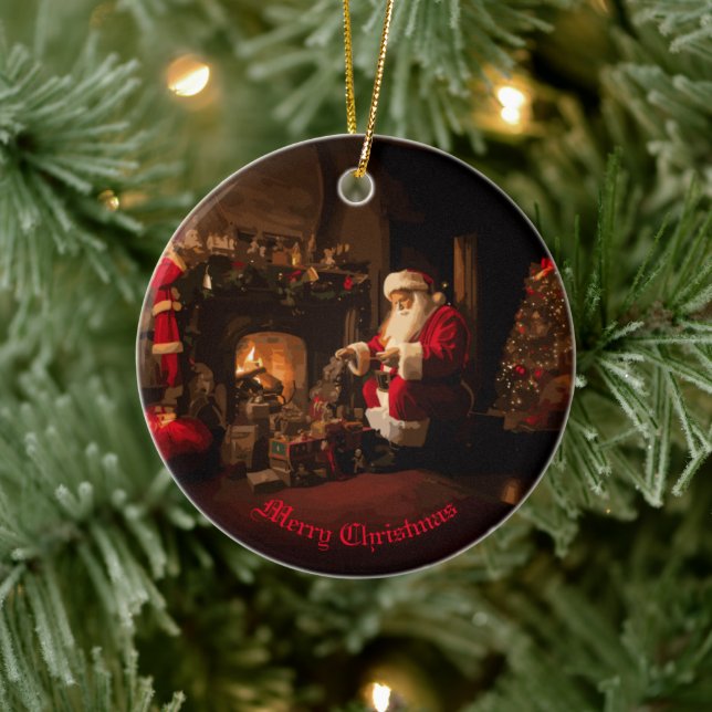 Jolly Old Saint Nick Ceramic Ornament (Tree)