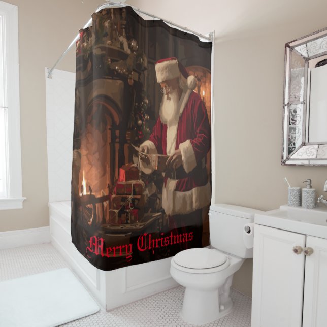 Jolly Old Saint Nick Shower Curtain (In Situ)
