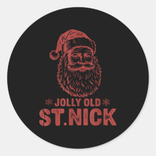 Jolly Old St Nick Santa Claus Vintage Christmas Classic Round Sticker
