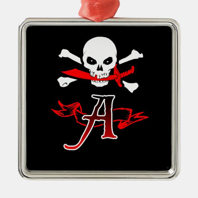 Jolly Roger A Monogram Initial Metal Tree Decoration (Front)