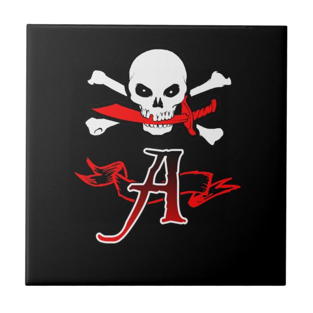 Jolly Roger A Monogram Initial Tile (Front)