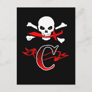 Jolly Roger C Monogram Initial Postcard