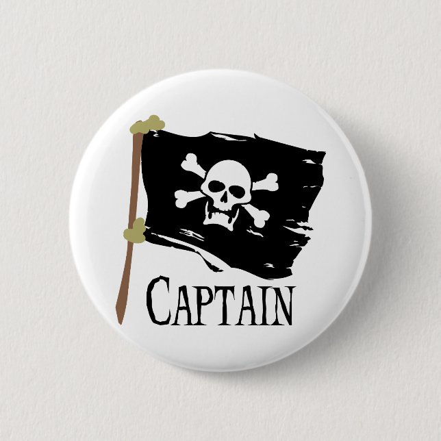 Jolly Roger Captain 6 Cm Round Badge (Front)