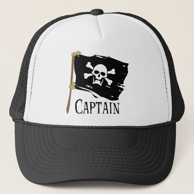 Jolly Roger Captain Trucker Hat (Front)