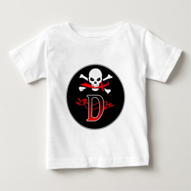 Jolly Roger D Monogram Initial Baby T-Shirt (Front)