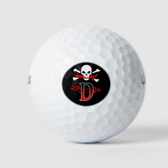 Jolly Roger D Monogram Initial Golf Balls (Front)