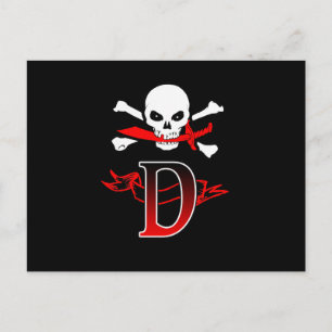 Jolly Roger D Monogram Initial Postcard