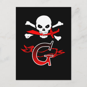 Jolly Roger G Monogram Initial Postcard