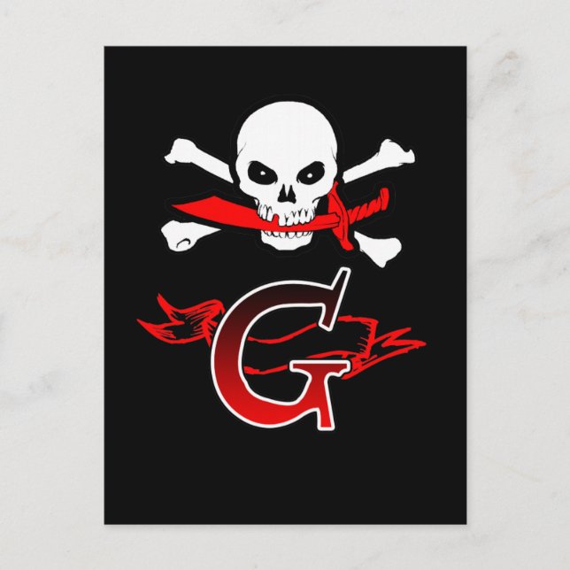 Jolly Roger G Monogram Initial Postcard (Front)