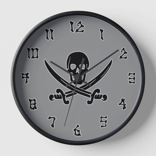 Jolly Roger Grey Clock (Front)