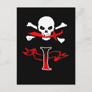 Jolly Roger I Monogram Initial Postcard