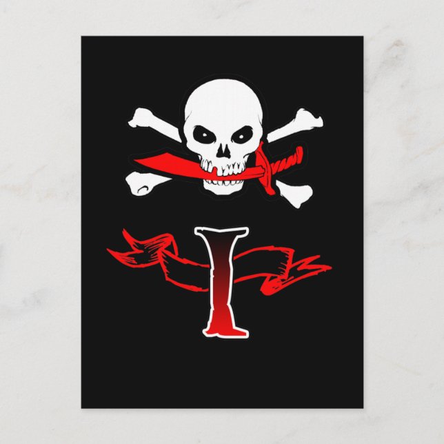 Jolly Roger I Monogram Initial Postcard (Front)