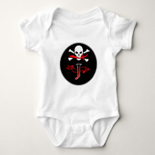 Jolly Roger J Monogram Initial Baby Bodysuit