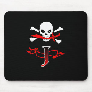 Jolly Roger J Monogram Initial Mouse Pad