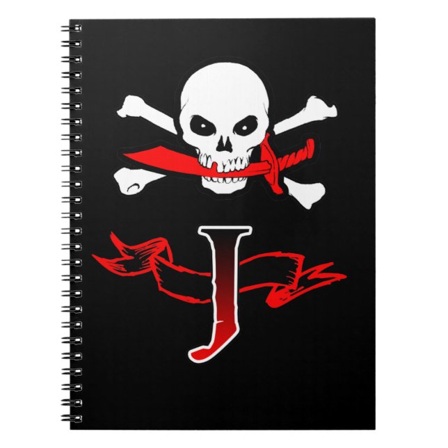 Jolly Roger J Monogram Initial Notebook (Front)