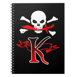 Jolly Roger K Monogram Initial Notebook