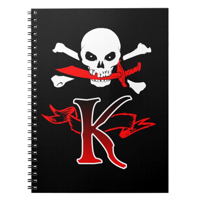 Jolly Roger K Monogram Initial Notebook (Front)