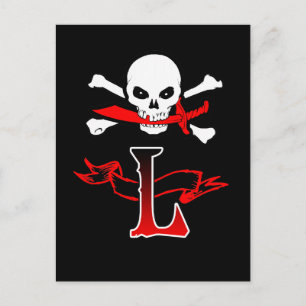 Jolly Roger L Monogram Initial Postcard