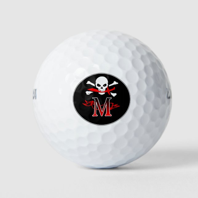 Jolly Roger M Monogram Initial Golf Balls (Front)