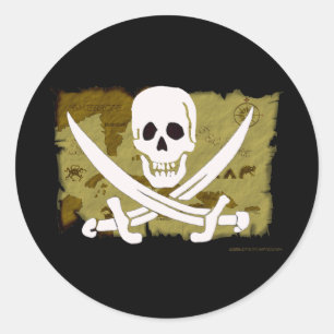 Jolly Roger Map #10 Classic Round Sticker