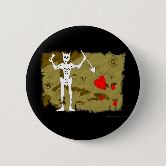 Jolly Roger Map  #1 6 Cm Round Badge (Front)