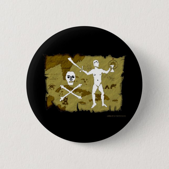 Jolly Roger Map # 5 6 Cm Round Badge (Front)