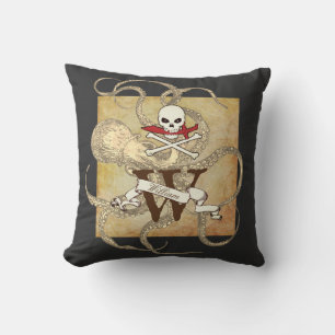 Jolly Roger Monogram Initial Cushion