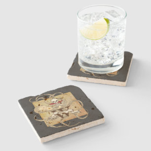 Jolly Roger Monogram Initial  Stone Coaster