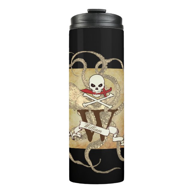 Jolly Roger Monogram Initial  Thermal Tumbler (Front)